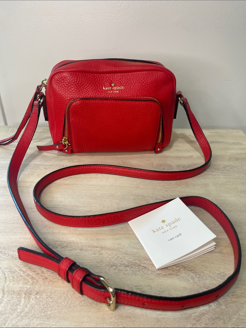 Kate Spade Red pebble leather Cobble Hill Mini Rosie